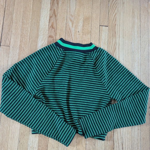 Future Collective Kahlana Barfield Striped Green Long Sleeve Crop Top Size S - Picture 3 of 6